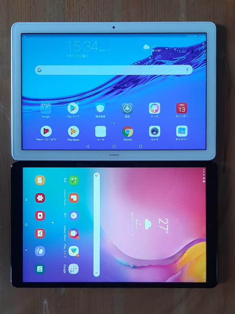 Galaxy Tab A SM-T510とHUAWEI MediaPad T5