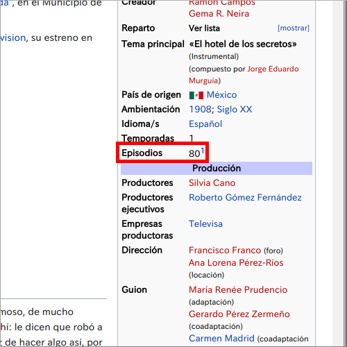 スペイン語版Wikipedia 秘密のホテルの記事