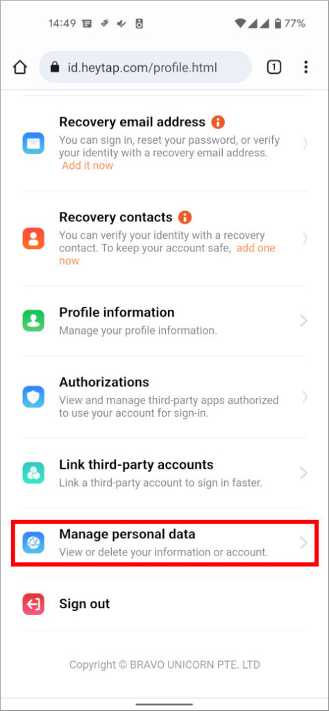 HeyTap Account Home